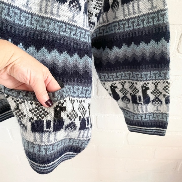 Alpaca Zipped Knit cardigan Sweater Alpaca Wool Fair Isle Hygge Southwestern L - Picture 6 of 14